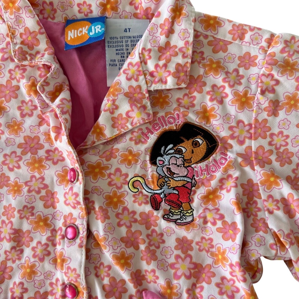 00s Y2K Dora The Explorer 4T Pink Floral Jacket Blazer Button Up Kid Core Rero - Picture 3 of 10
